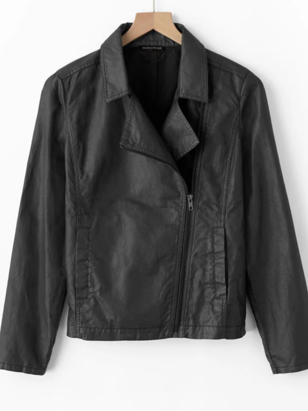 EILEEN FISHER Waxed-Linen Moto Jacket
